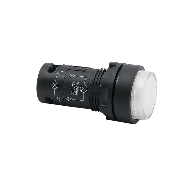 Кнопка белая выступающая с подсветкой, 1NO, 220V AC, IP54, пластик, изображение 4