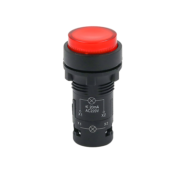 Кнопка красная выступающая с подсветкой, 1NС, 220V AC, IP54, пластик, изображение 2