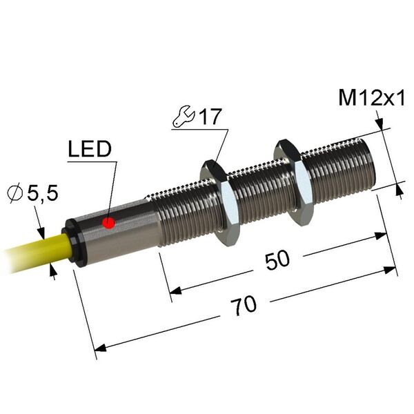 Индуктивный датчик VB2-12M70-2B84-K (ВБ2.12М.70.2.8.4.К)