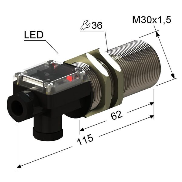 Индуктивный датчик VB2-30M115-10B74-T (ВБ2.30М.115.10.7.4.Т)