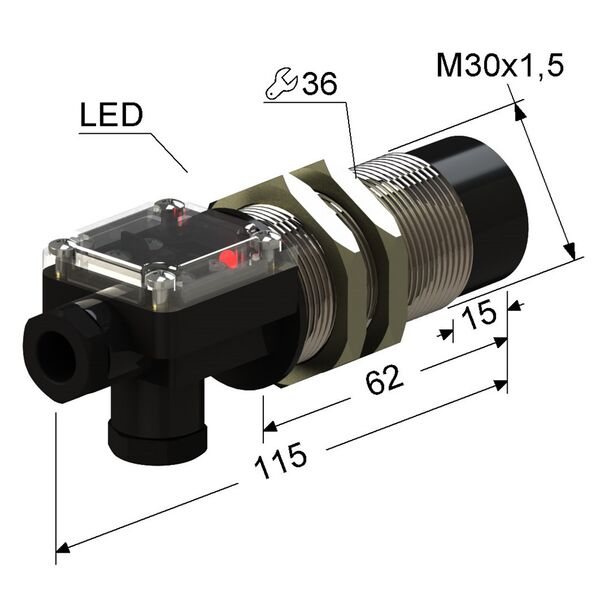 Индуктивный датчик VB2-30M115-15N74-T (ВБ2.30М.115.15.7.4.Т)