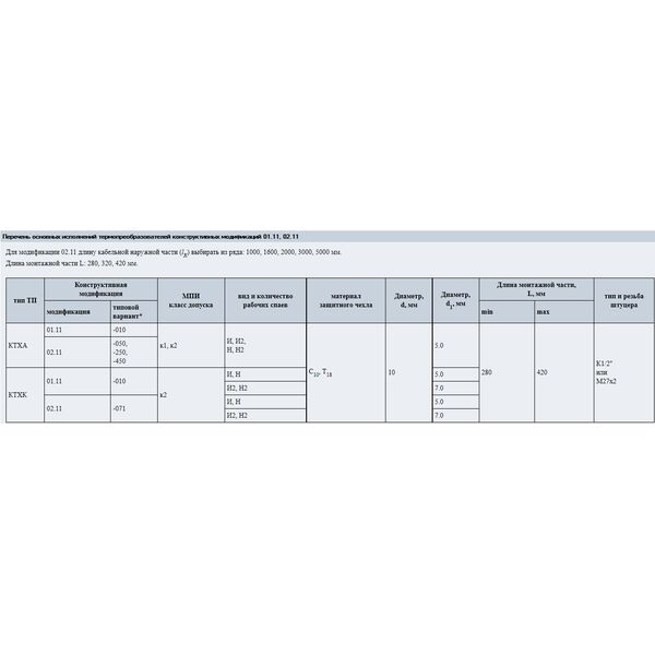 Термоэлектрические преобразователи 01.11, 02.11; тип КТХА, КТХК т, изображение 3